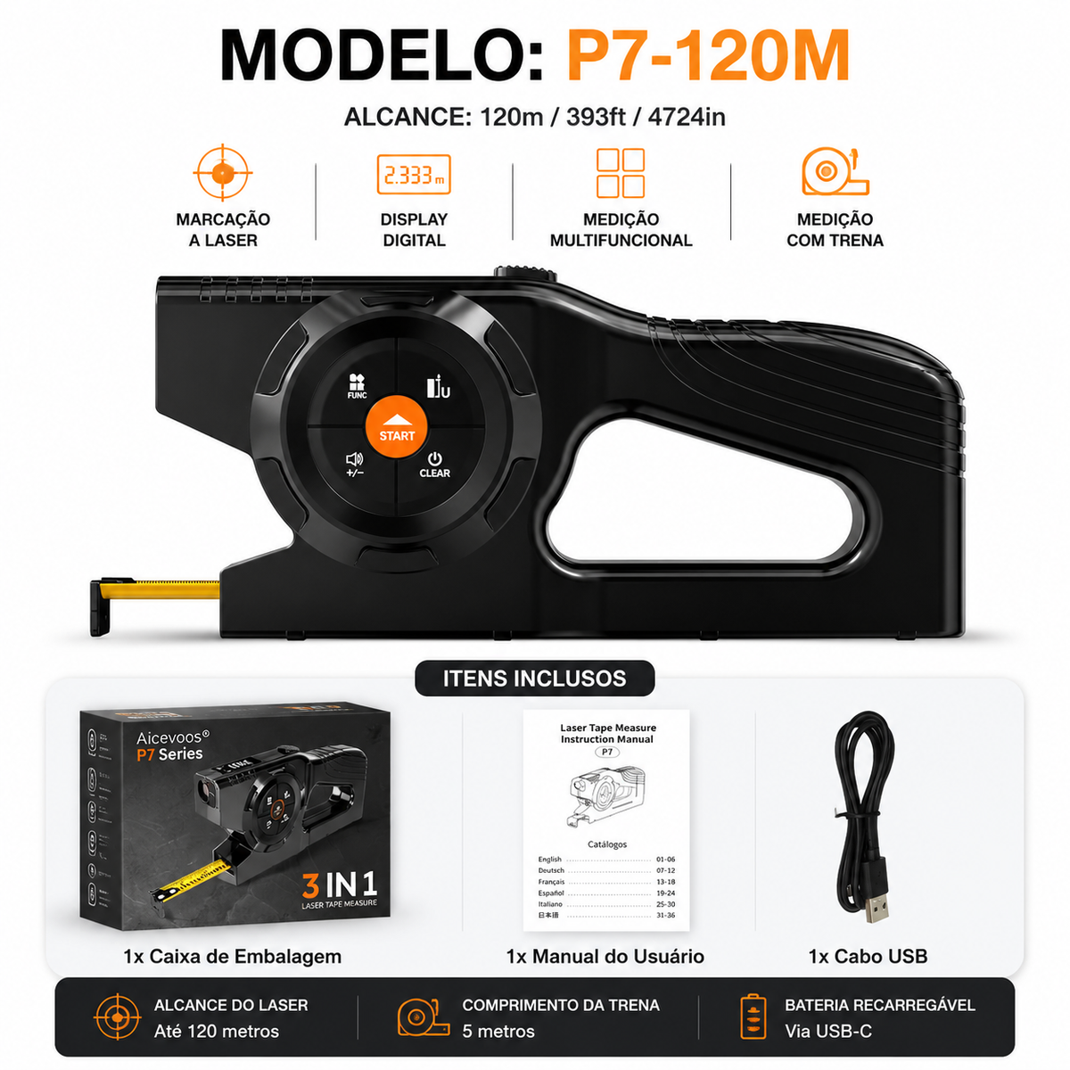 Trena a Laser Multifuncional – Modelos 2 em 1 e 3 em 1