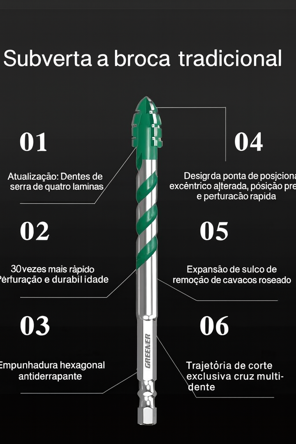 Broca Multifuncional 93HRC Canelada