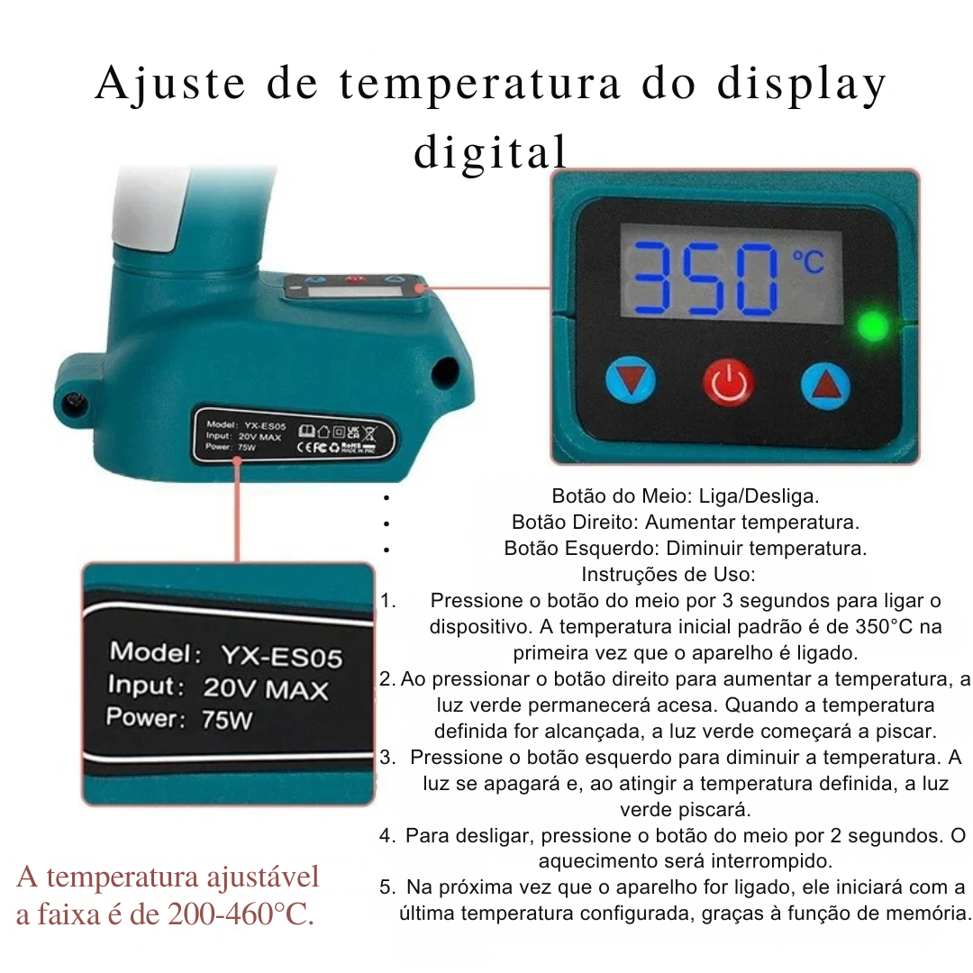 Ferro de Solda sem Fio (A Bateria - Não Inclusa)