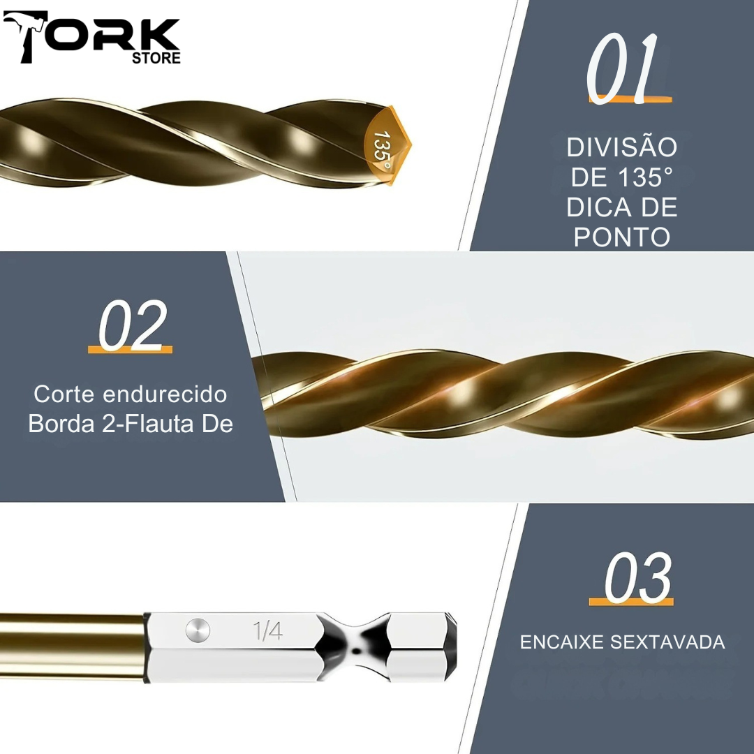 Kit de Brocas Sextavadas (Titânio ou Cobalto)