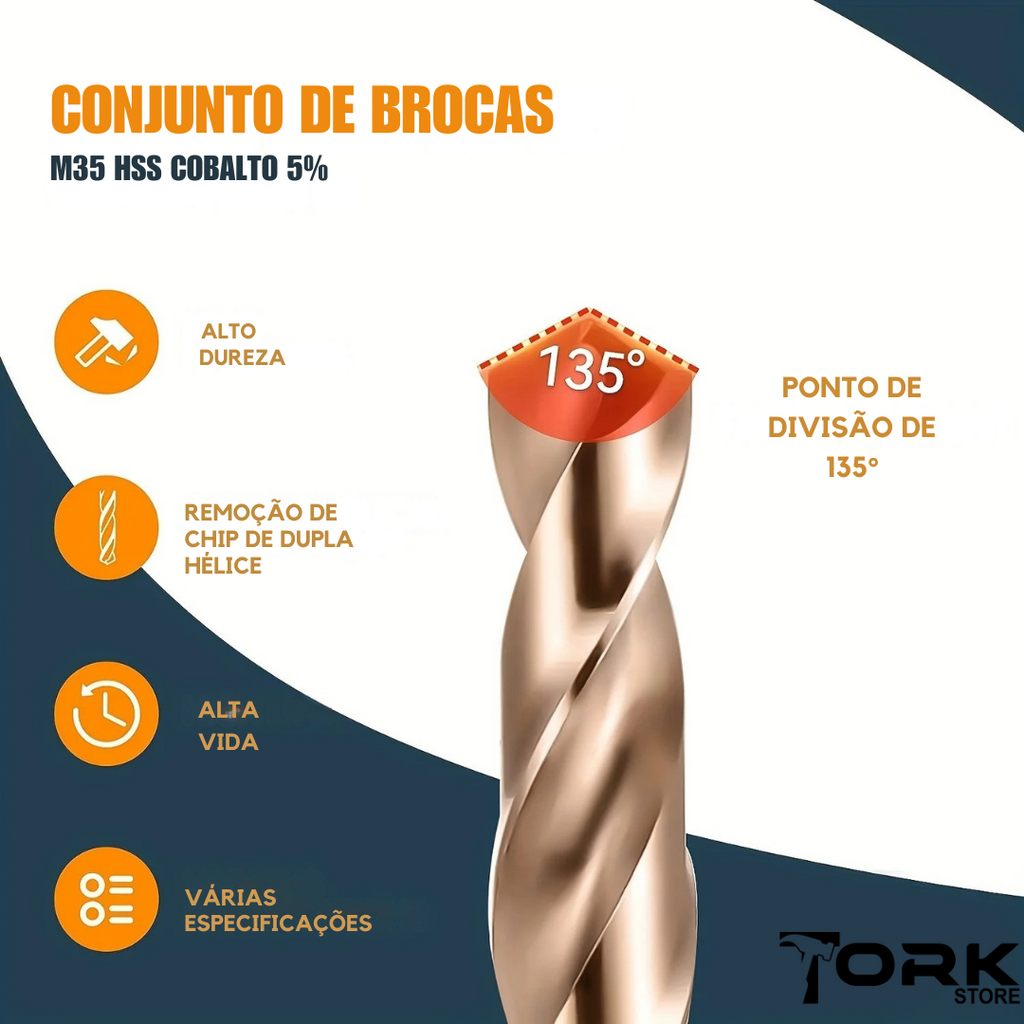 Kit de Brocas Sextavadas (Titânio ou Cobalto)