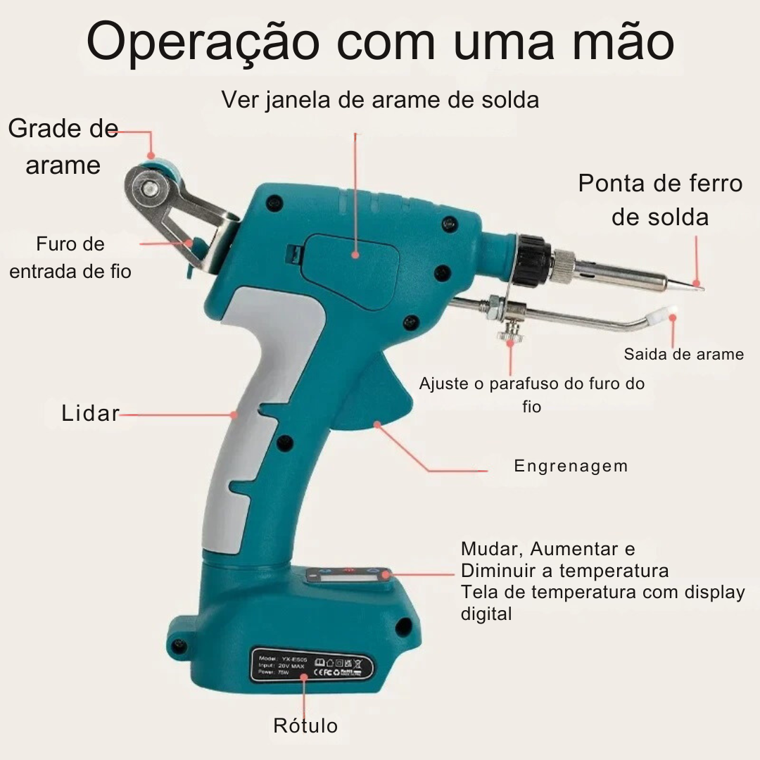 Ferro de Solda sem Fio (A Bateria - Não Inclusa)