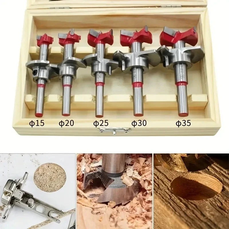 Conjunto de brocas tipo Forstner para dobradiças de armário, 5 peças