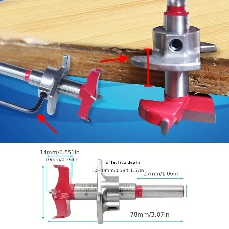 Conjunto de brocas tipo Forstner para dobradiças de armário, 5 peças