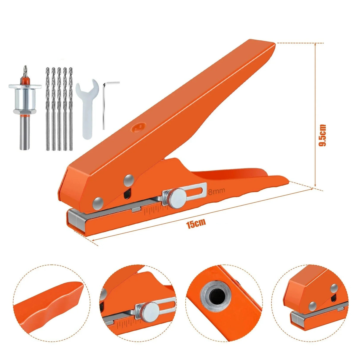Kit de Alicate Tapa-Furo 8mm com Escareador e Broca 3mm