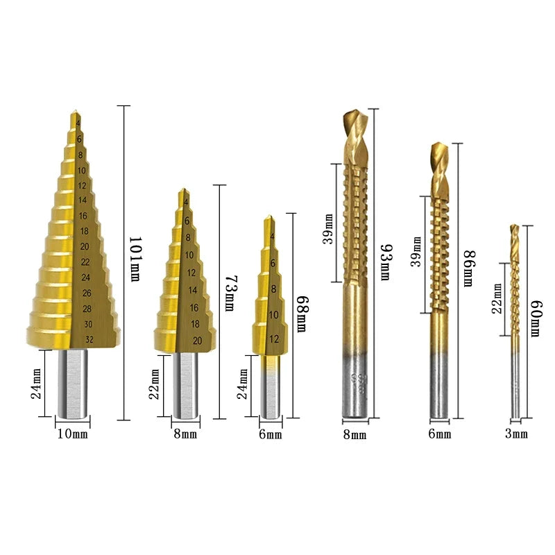 Kit 6 Brocas Cônicas