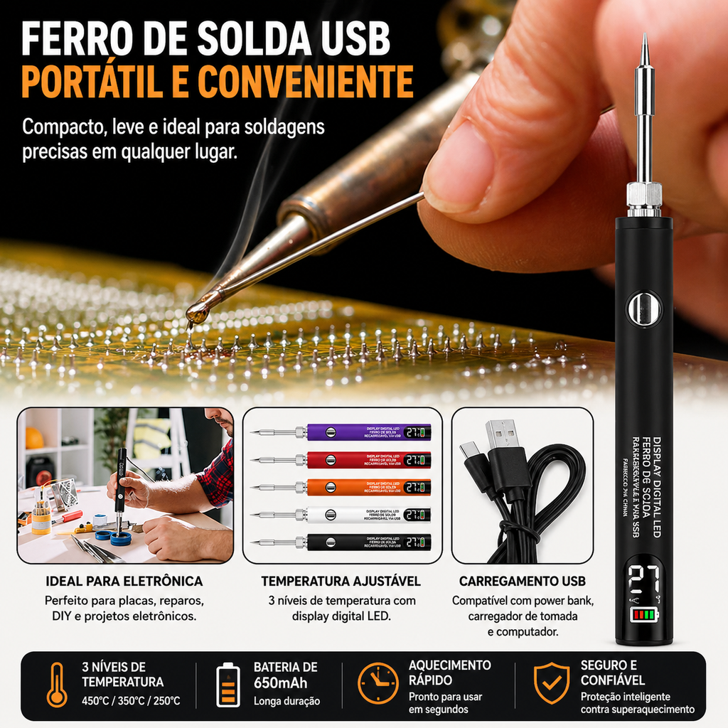 Caneta de Solda USB para Pequenos Reparos