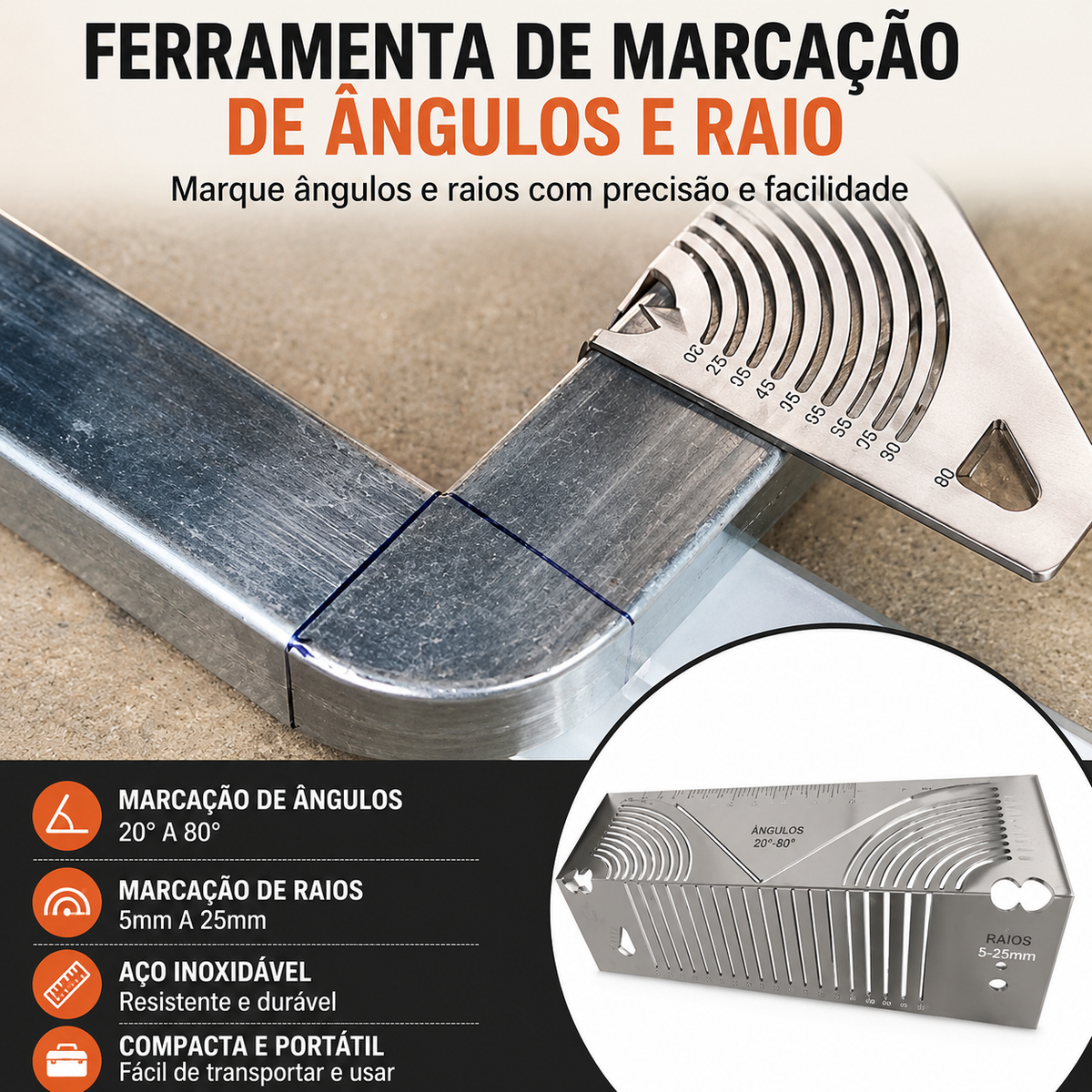 Gabarito de Marcação de Arcos e Ângulos