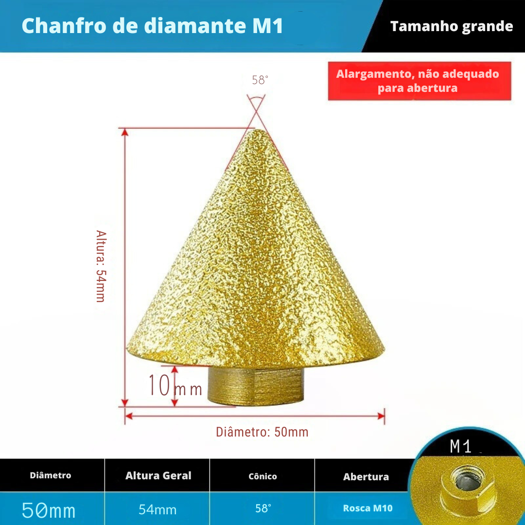 Fresa Diamantada Cônica Escareadora